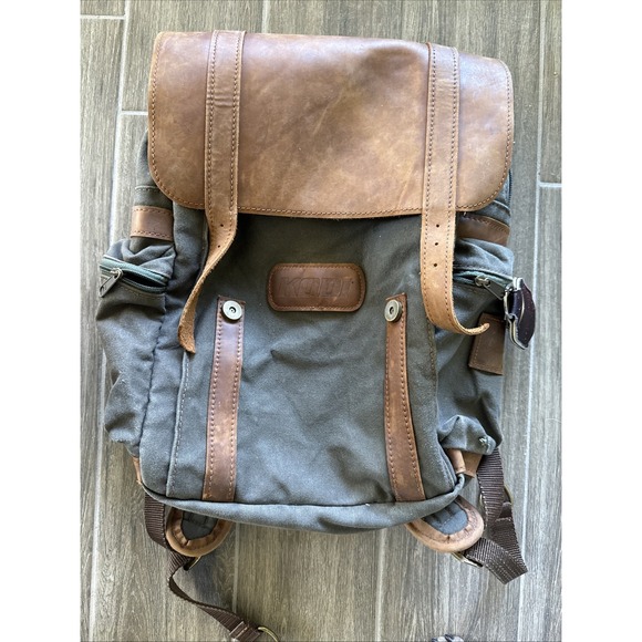 Jon Hart Scout‎ Backpack - Canvas Dark Green & Leather - Kodi Brand